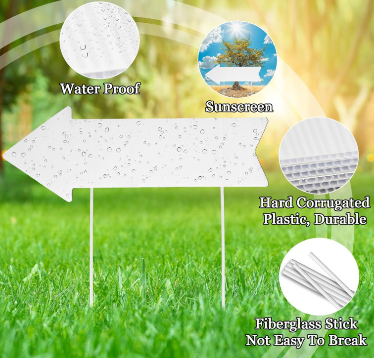 Blank Yard Signs with Stakes – 6 Pack Double-Sided Directional Signs