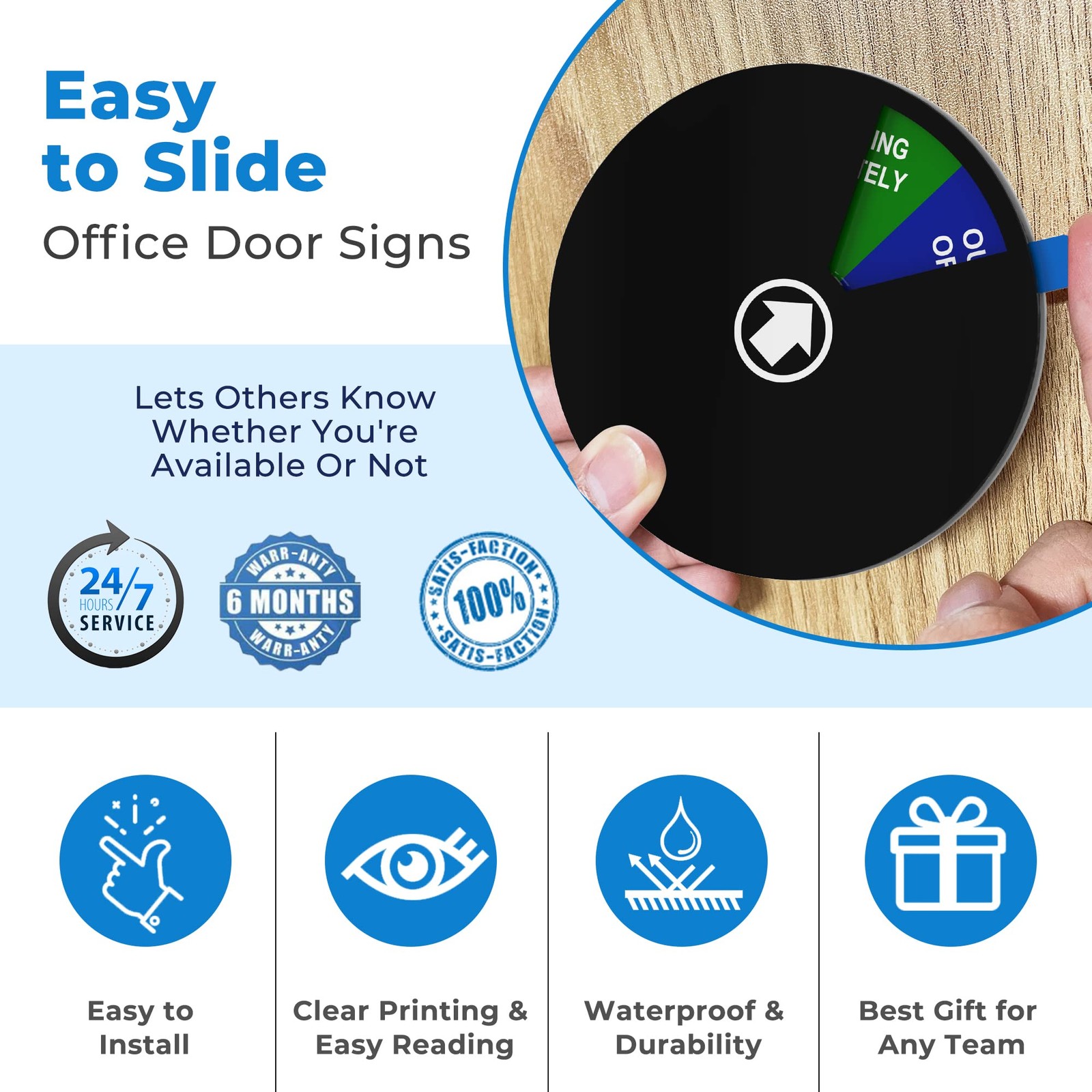 6 Options Office Door Signs, Do Not 6 inch, 6 Options, 6 Inches -Black