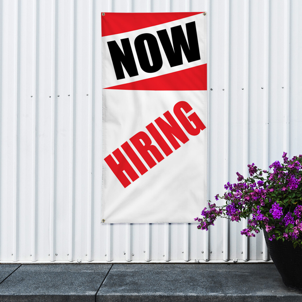 Vertical Vinyl Banner Multiple Sizes Now Hiring Style Red Business Business