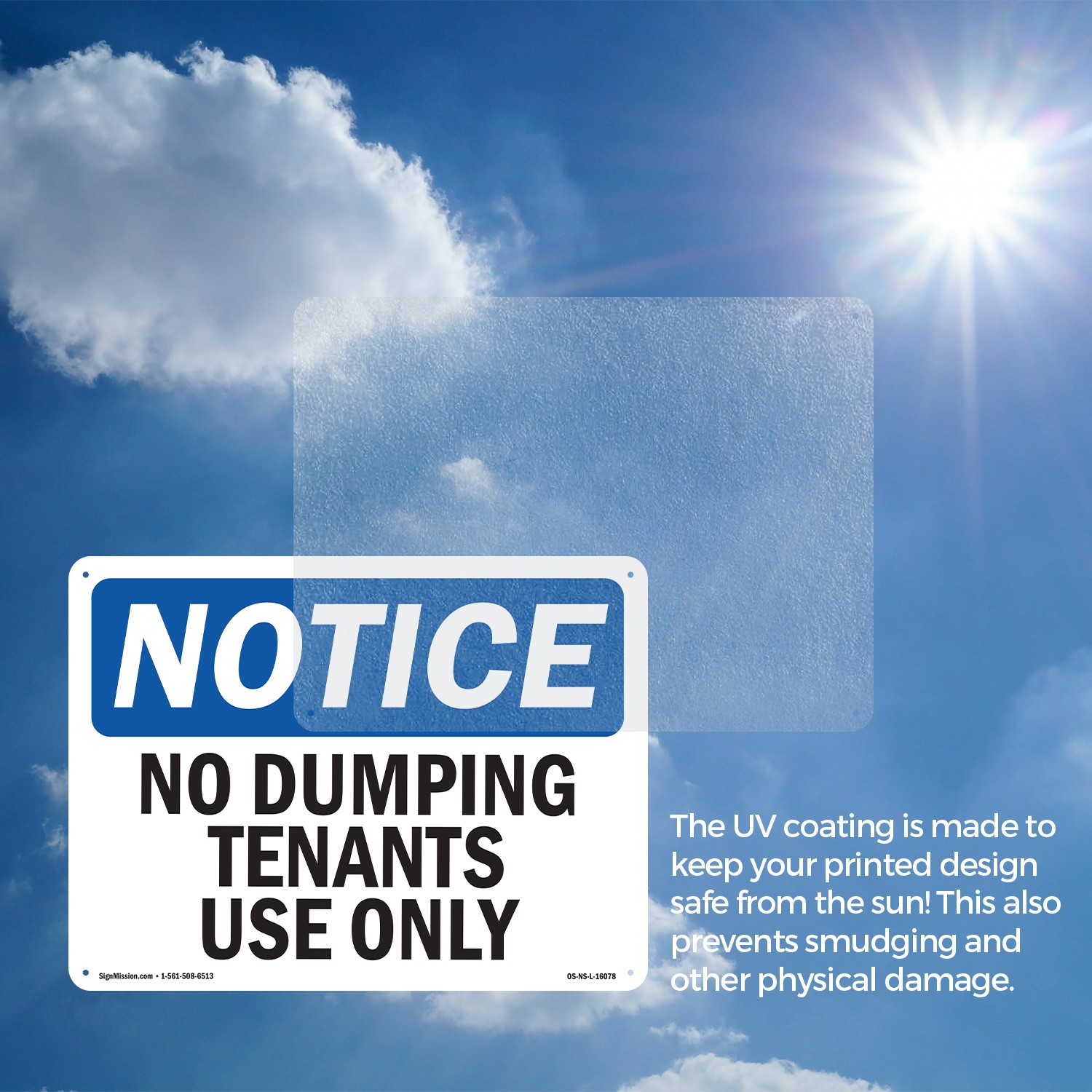No Dumping Tenant Use Only OSHA Notice Sign Metal, Plastic, Decal 5 or 10 Pack