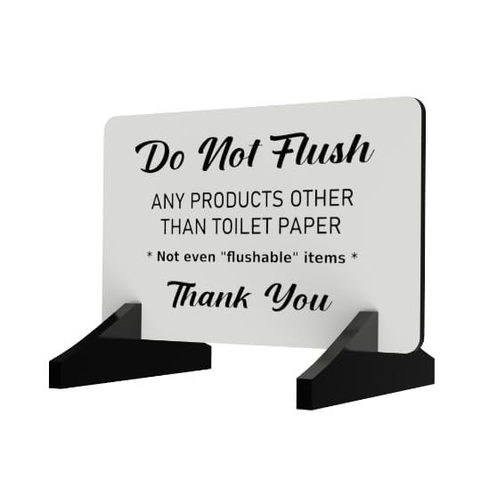 Do Not Flush Septic Tank Bathroom Sign Freestanding White With Acrylic Feet
