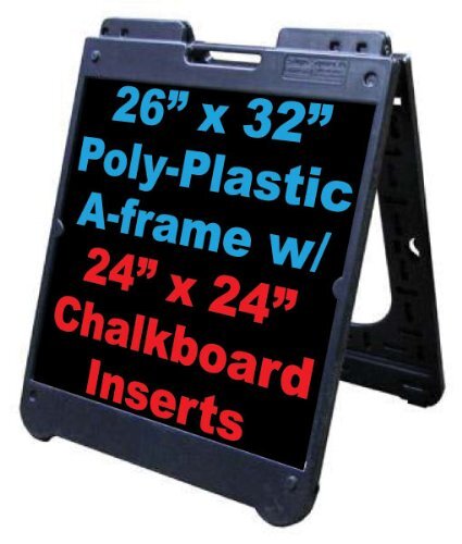 Poly A-Frame 26″x32″ Double Sided Sidewalk Sign w/Black Chalkboard Panels