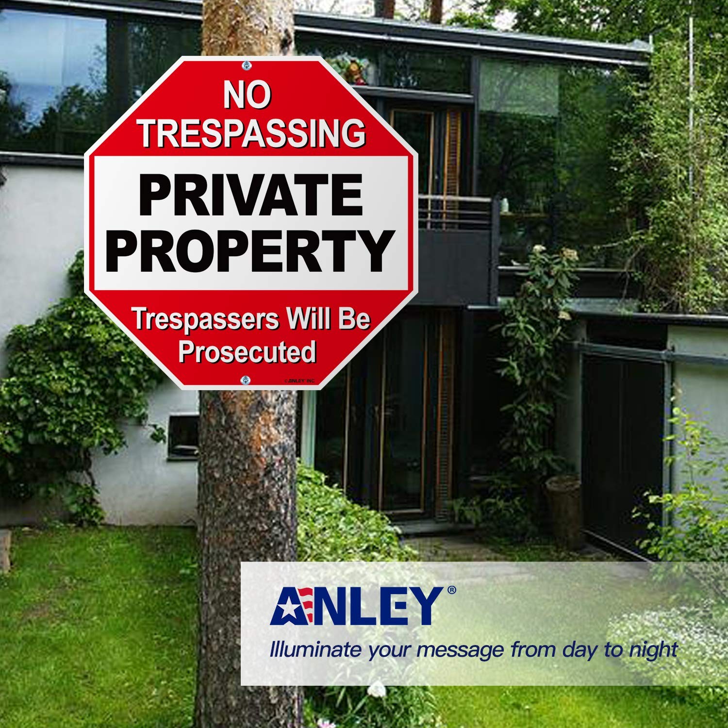 Anley Private Property No Trespassing Security Alert Warning Sign 12″ x12″