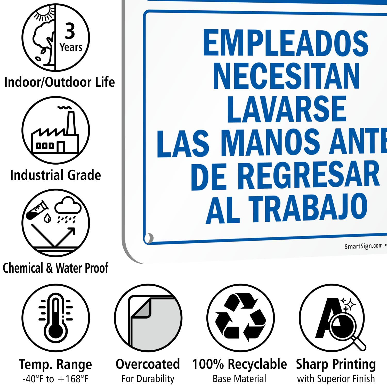 Smartsign 10 X 7 Inch “Employees Must Wash Hands before Returning to Work” Offic