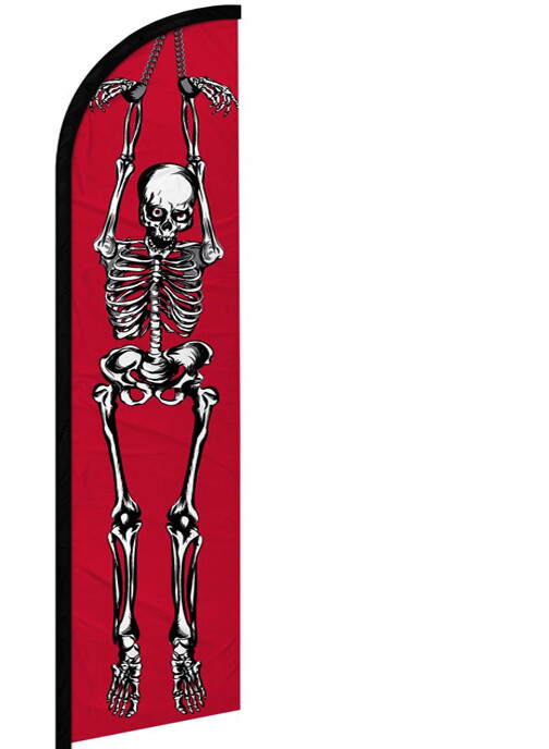 HALLOWEEN SKELETON Windless Swooper Feather Flag 2.5×11.5 ft Tall Banner Sign rf