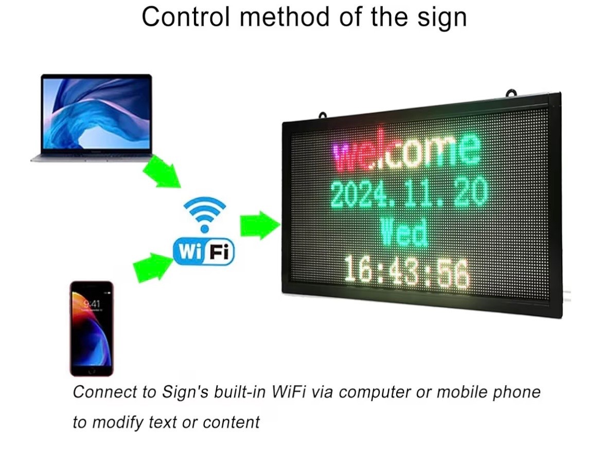 P3 Mini Programmable LED Scrolling Sign 16×8.7 Inch, Full Color WiFi LED Message