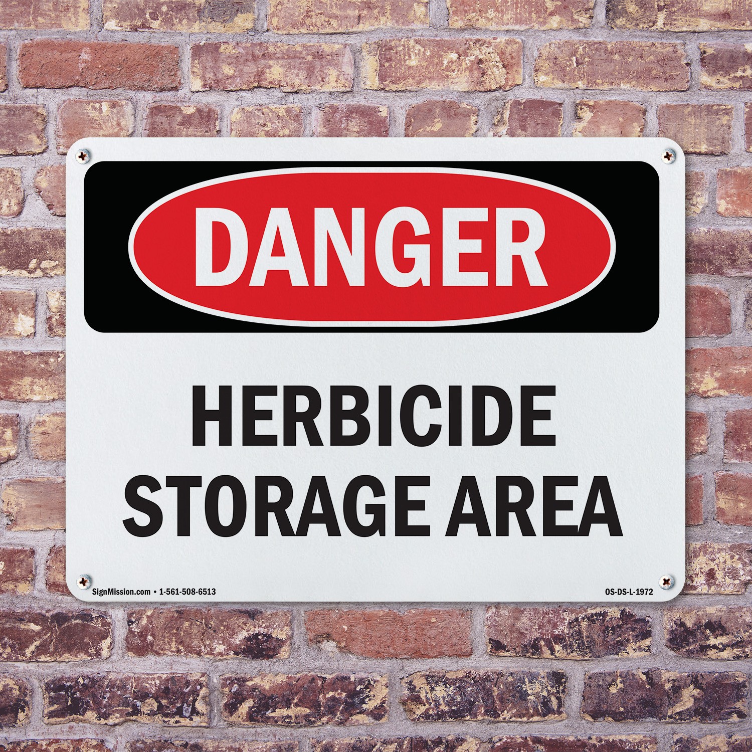 Herbicide Storage Area OSHA Danger Sign Metal, Plastic, Or Decal – 5 or 10 Pack