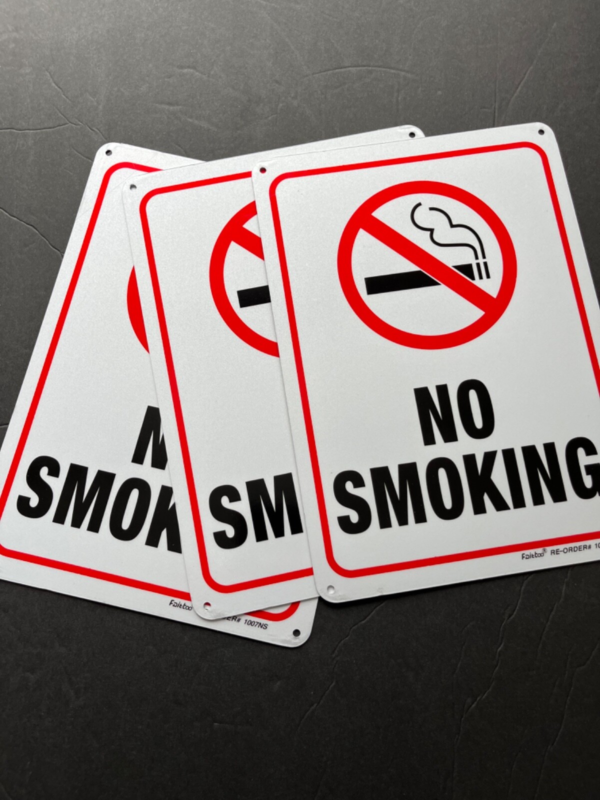 No Smoking Sign 3 Pack Metal Reflective Signs * 10 X 7 Inches * NEW *