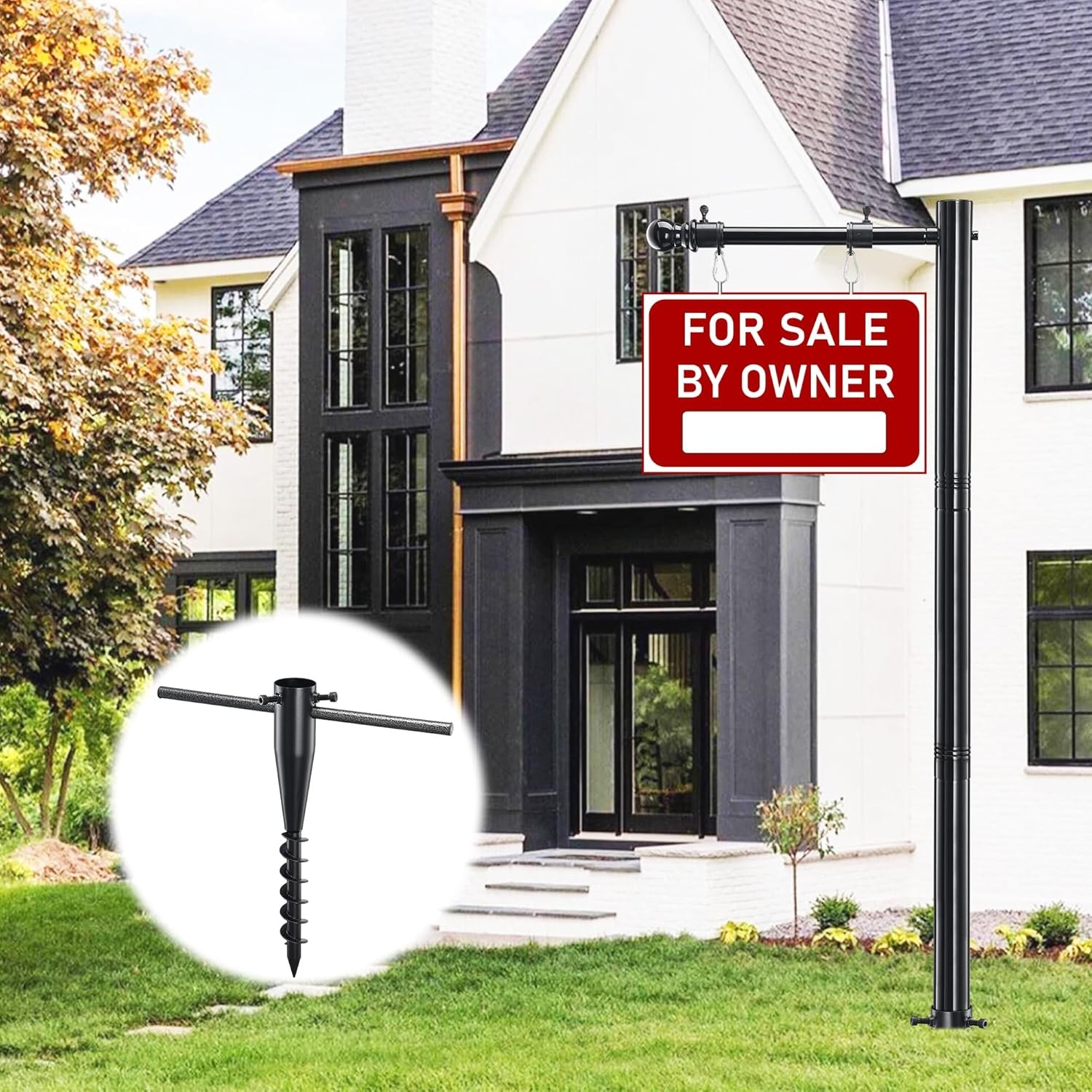 Real Estate Sign Post, 100 inch Realtor Yard Sign Post for Sale Signs, Rent S…