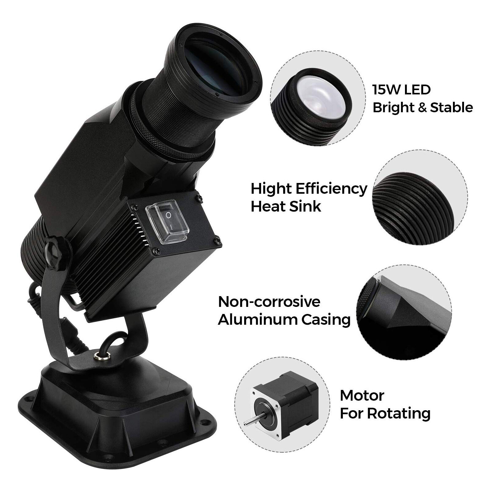 Customize 15W Rotating LED Advertising Gobos Lamp Ad LOGO Projector Light