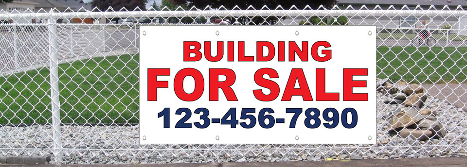Building For Sale Phone Custom Red Blue Custom Vinyl Banner Sign With Grommets