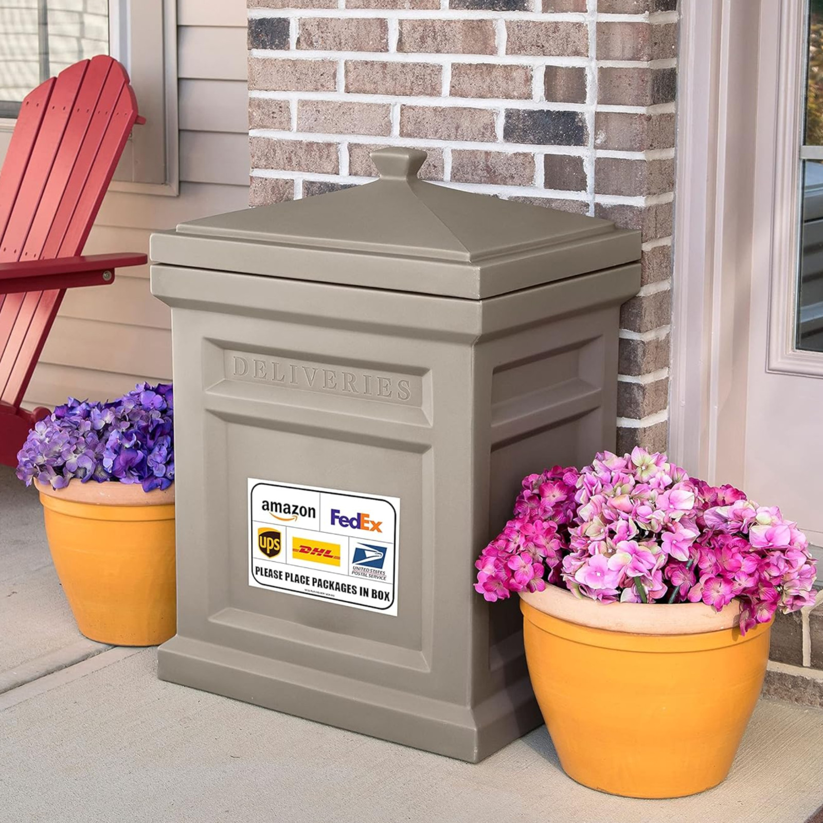 DROP PACKAGES HERE Sticker, USPS Fedex Amazon UPS, delivery sign 10×7 (2 Pack)