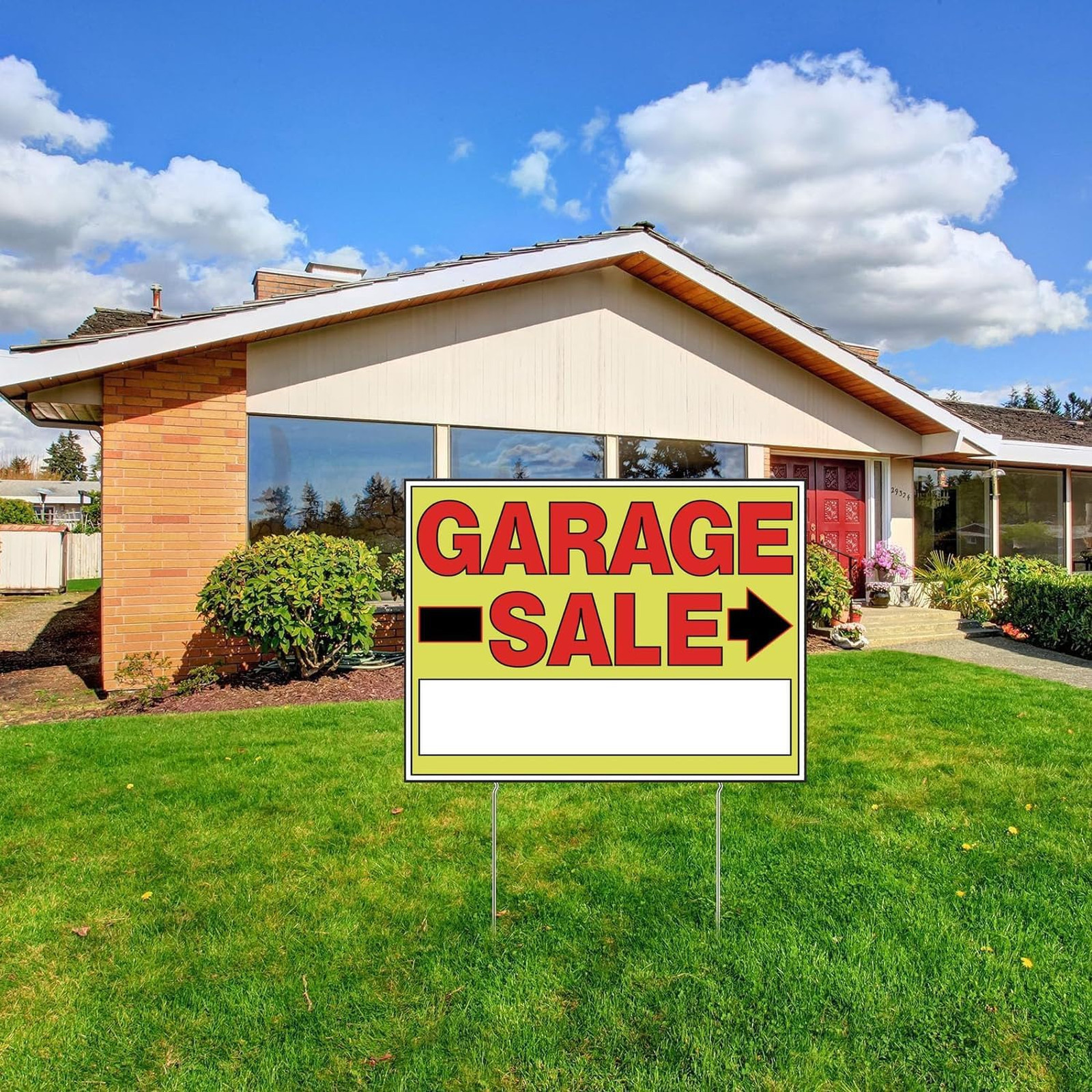 Garage Sale Signs 4Pack Waterproof Double-Sided Yard Signs with Metal Stakes and