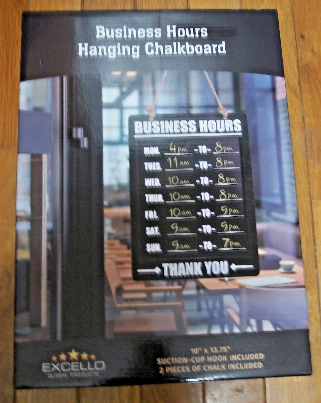 Excello Global Products HD0311AS Business Hours CHALKBOARD SHOP SIGN NIB 10 X 13