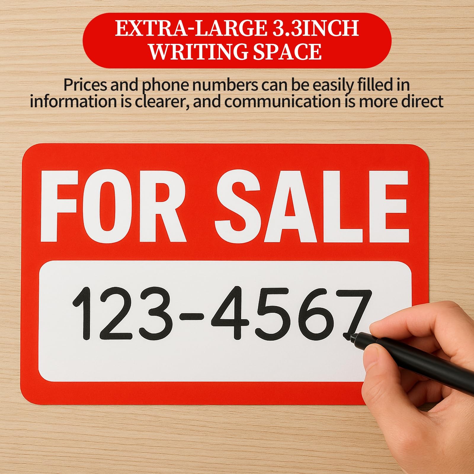 For Sale Sign 4 PCS 12″ x 8″ Self-Adhesive Reflective Vinyl Easy to Write Apply