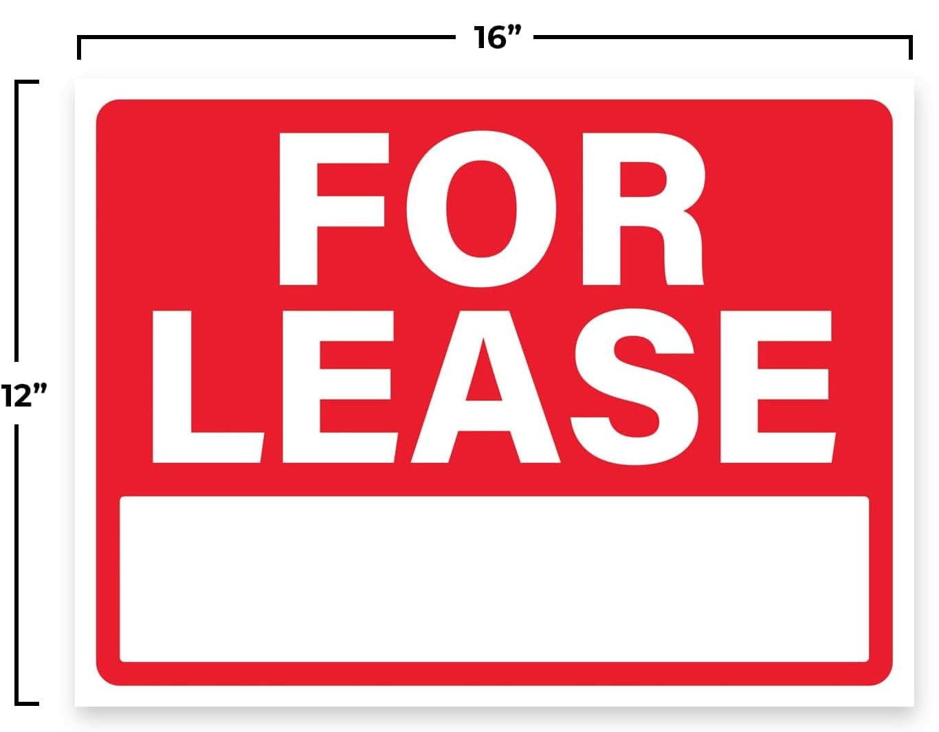 FOR LEASE Large Sign 12 H x 16 W Plastic Waterproof Signage 2PC