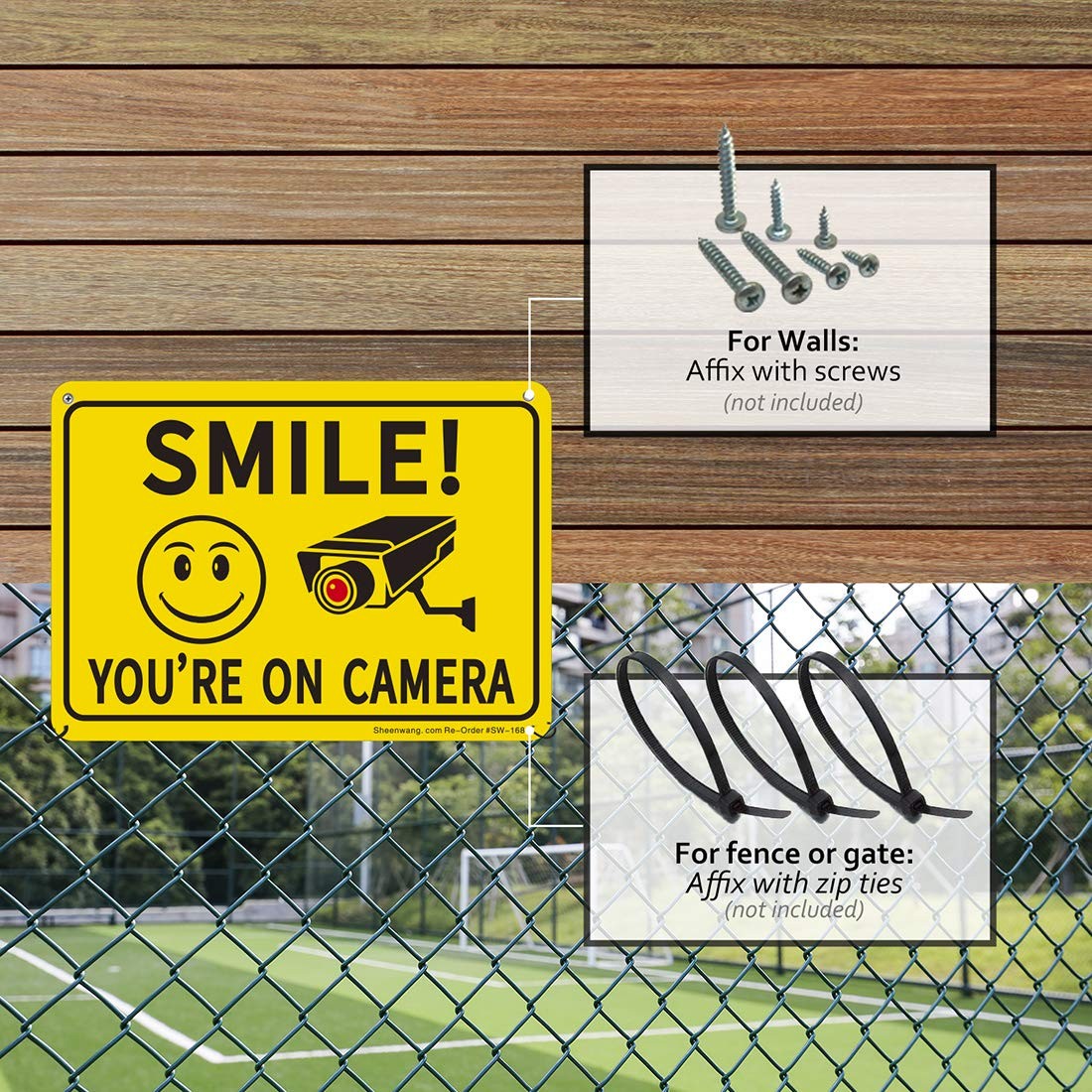 2 Pack Camera Sign Outdoor Aluminum CCTV Security Surveillance Home Business Dri