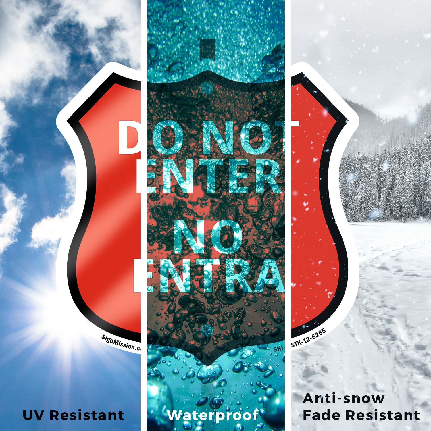Do Not Enter Bilingual English / Spanish Shield Shaped Sign With Stake