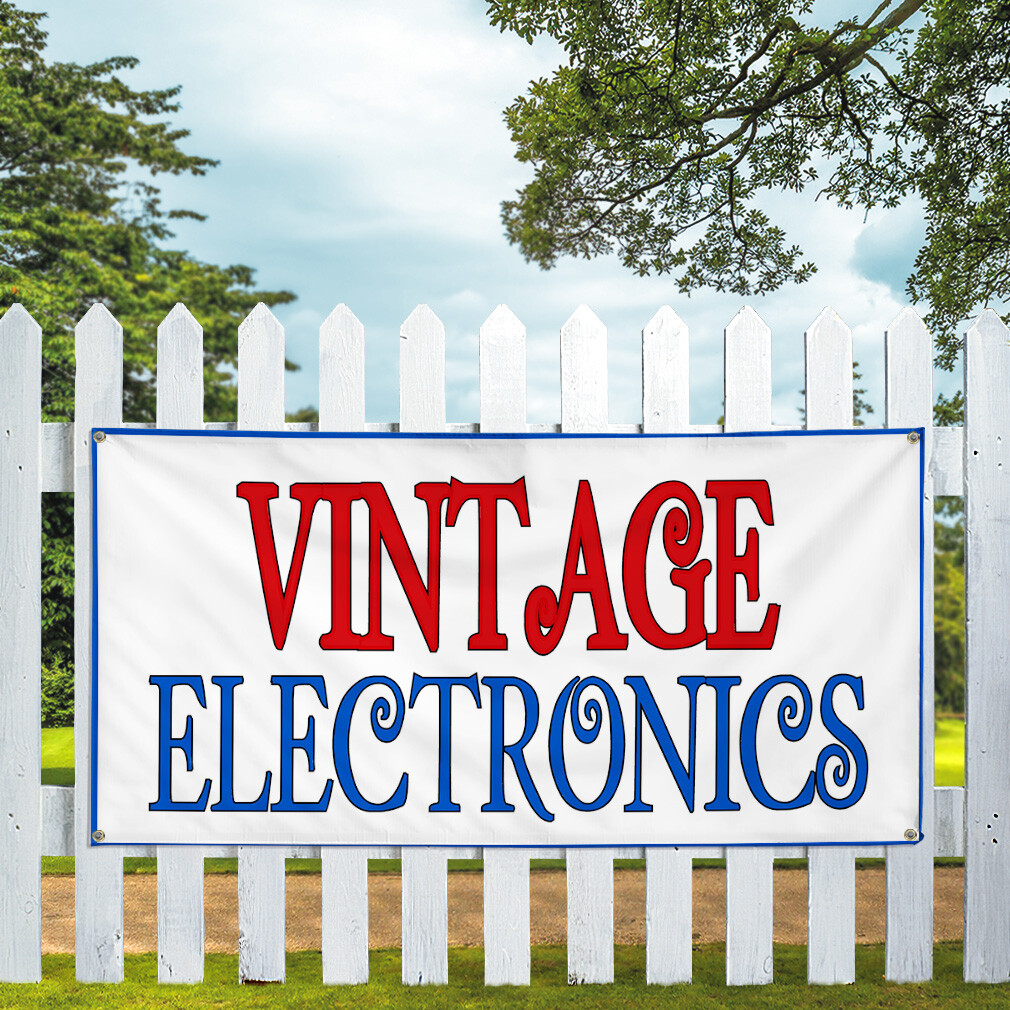 Vinyl Banner Multiple Sizes Vintage Electronics Vintage 0 Outdoor