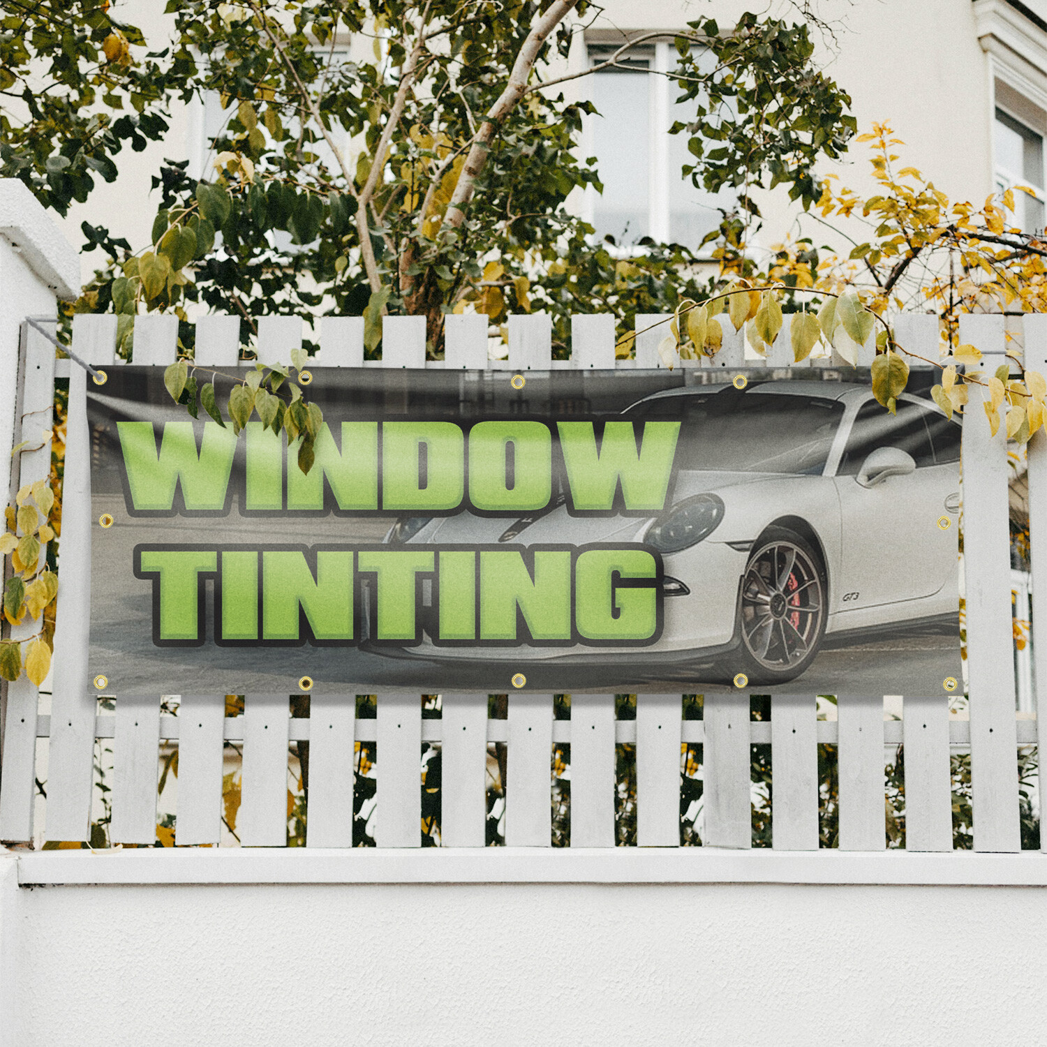 Window Tinting Vinyl Banner Sign with Metal Grommets Heavy-Duty Single-Sided