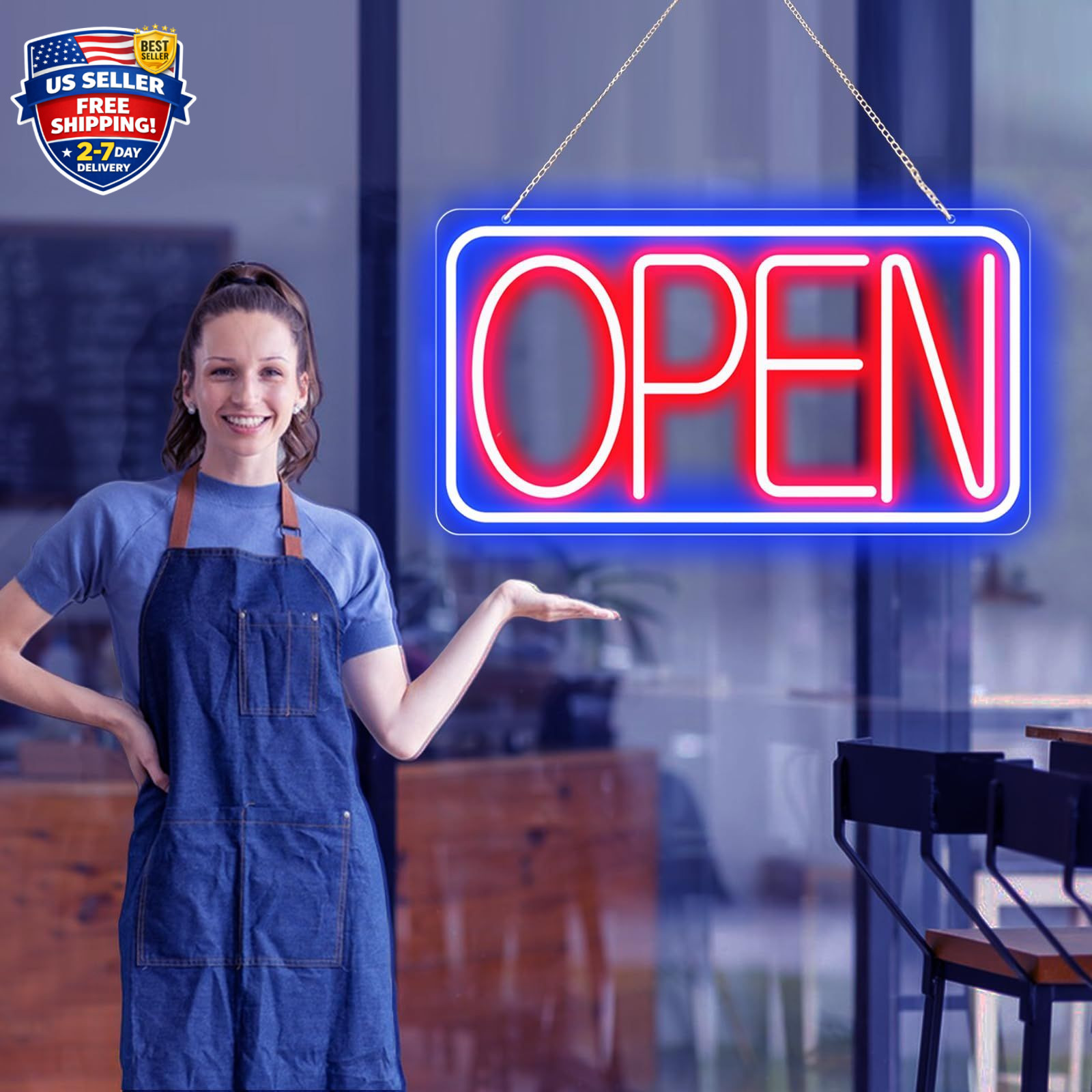 16.5″ X 9″ Led Neon Open Signs for Business Ultra Bright Plug In Electric Light