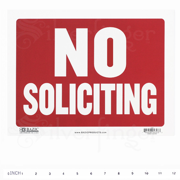 NO SOLICITING Sign • Door Signs Store Office Shop — Red+White 9×12″ inch PVC
