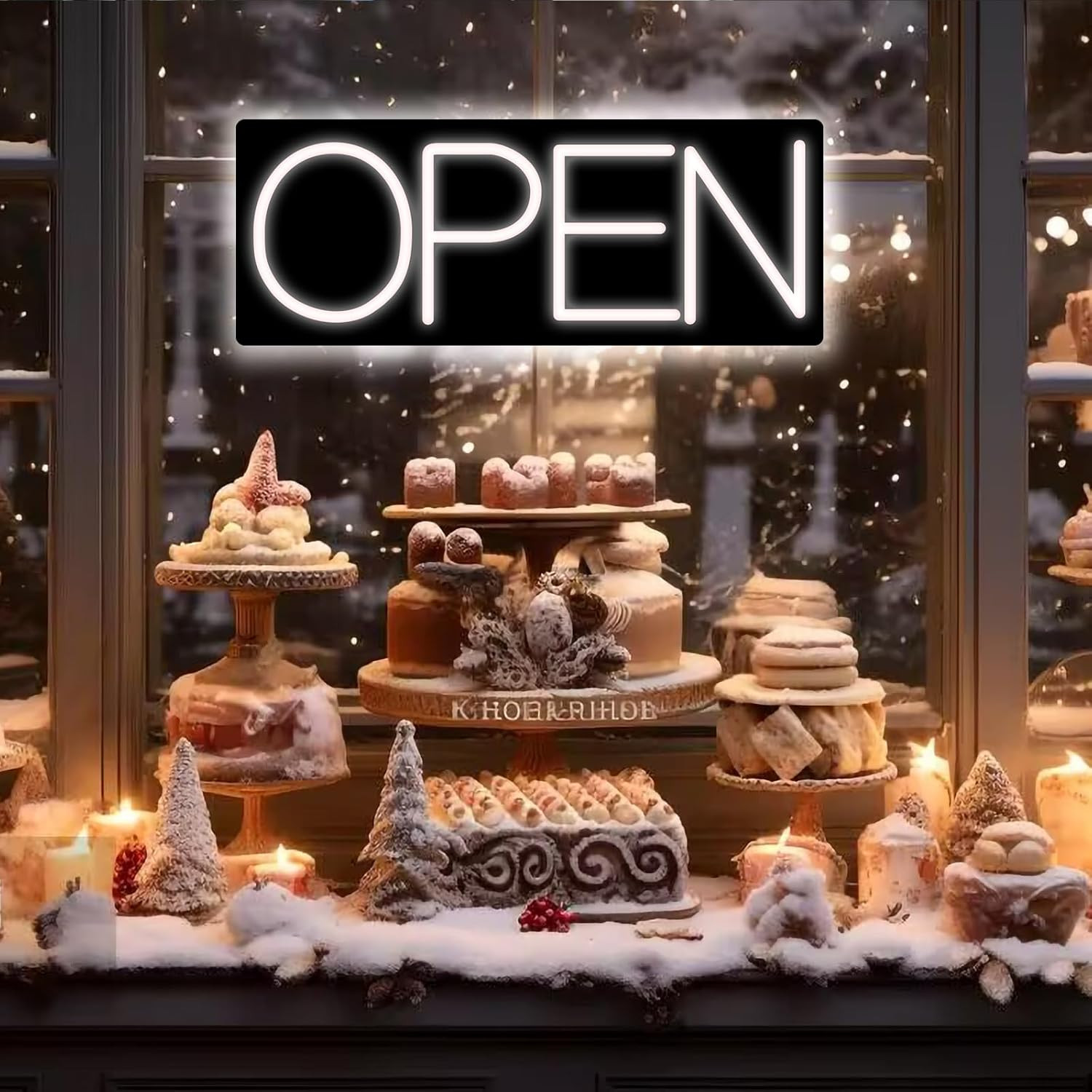 Open Signs for Business, LED Neon Open Sign 16 Inch 12V/2A Ultra Bright Lighted