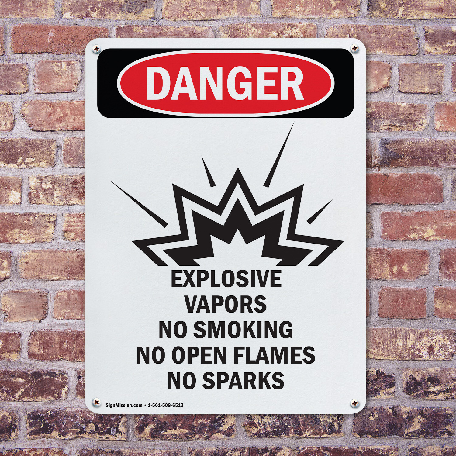 (2 Pack) Explosive Vapors No OSHA Danger Sign Decal Metal Plastic