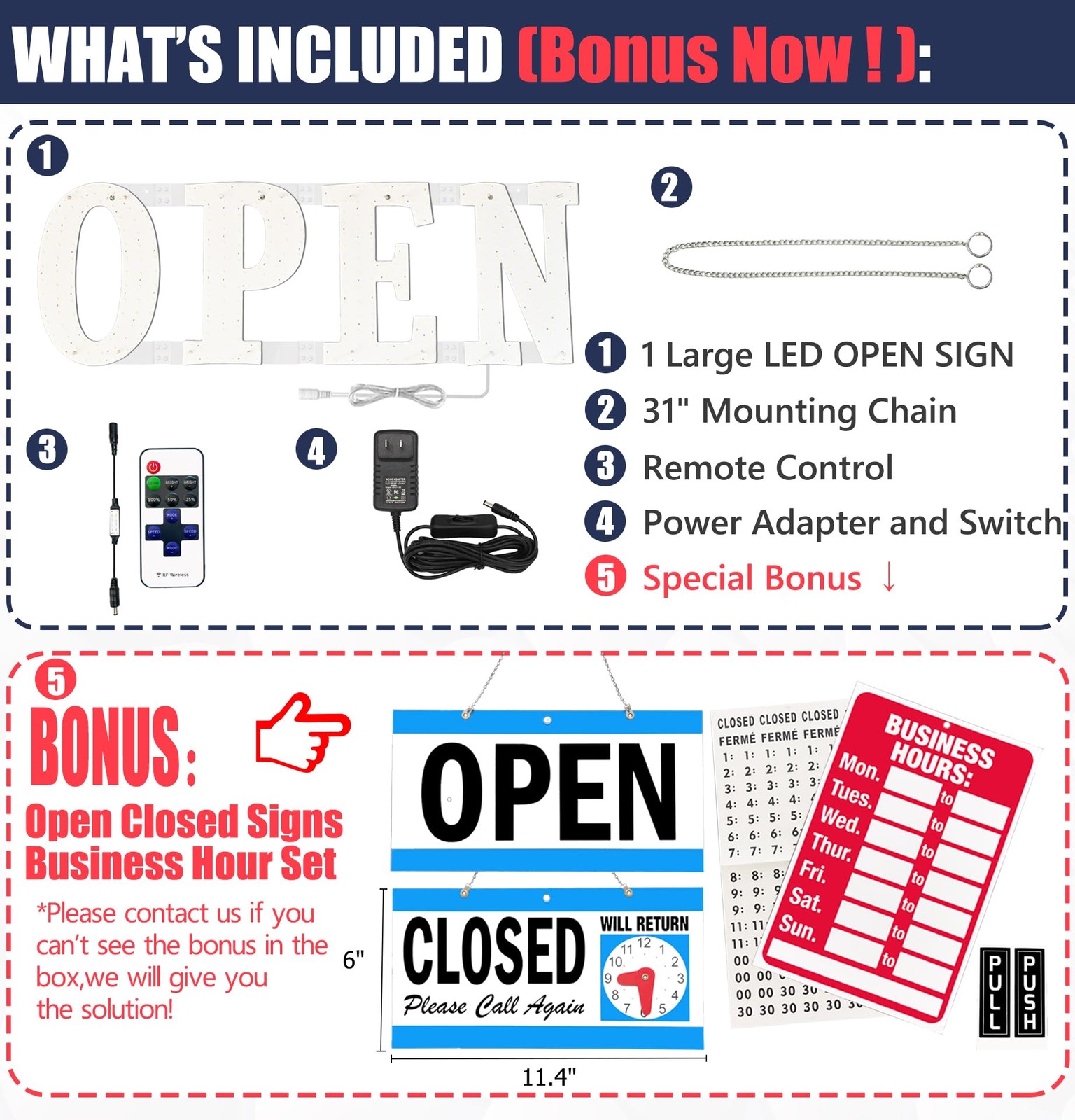 Ultra Bright LED Open Sign 30×10 with Remote for Cafe, Salon, Retail Store