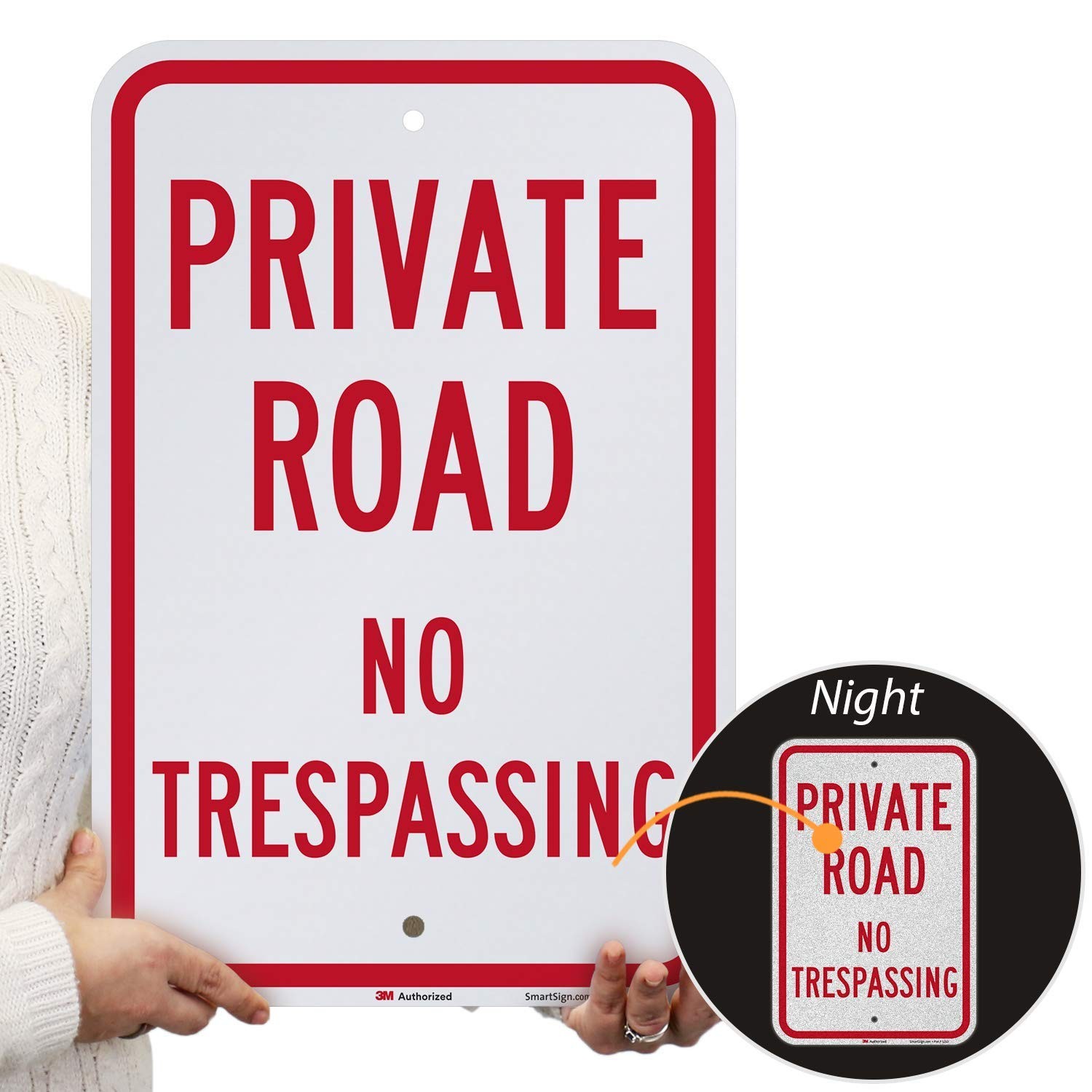 K-5842-EG Private Road Sign, No Trespassing Sign, Private Drive Sign 12x18Inches