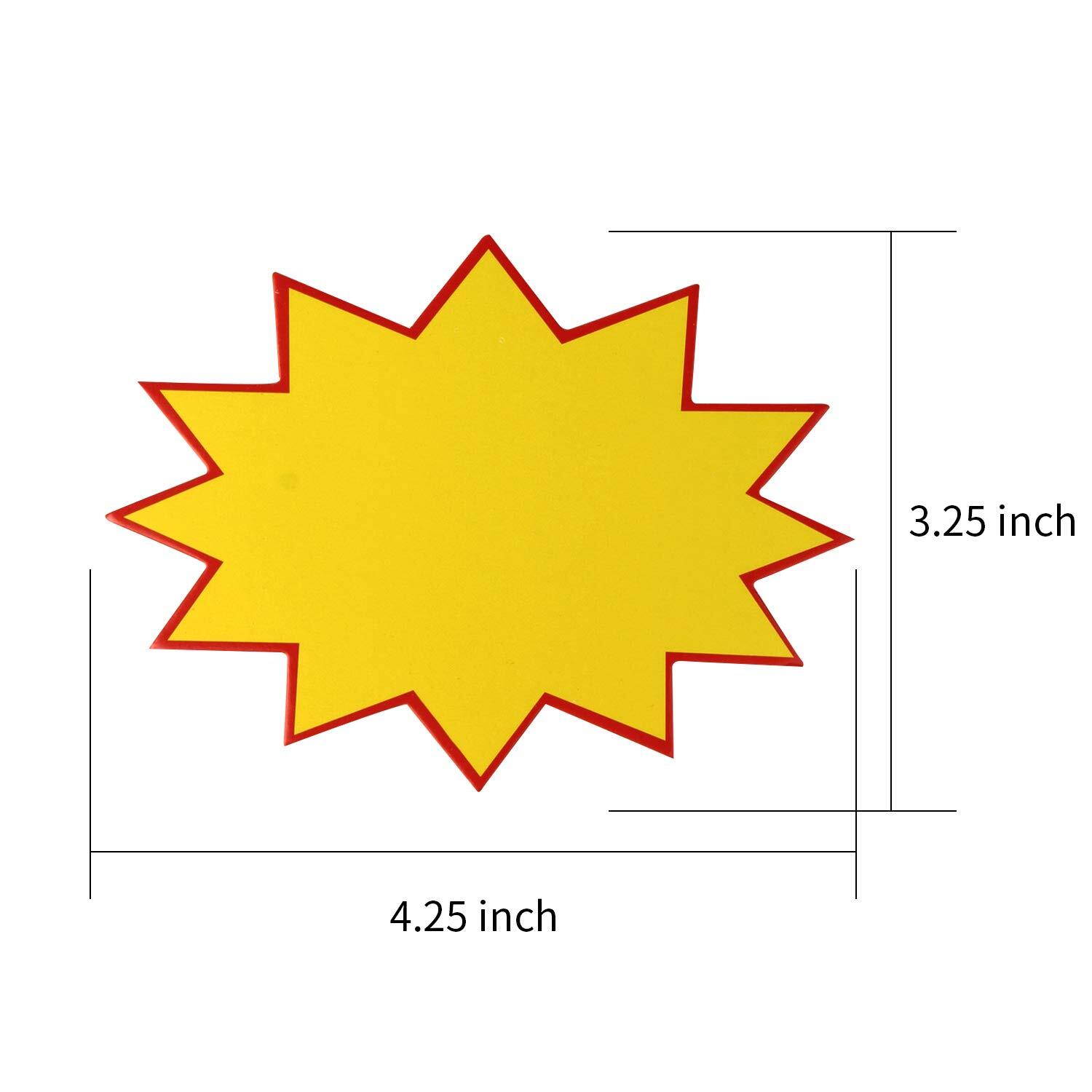 200 Pcs Blank Star Burst Retail Sale Signs Price Label Tags for Garage Sales