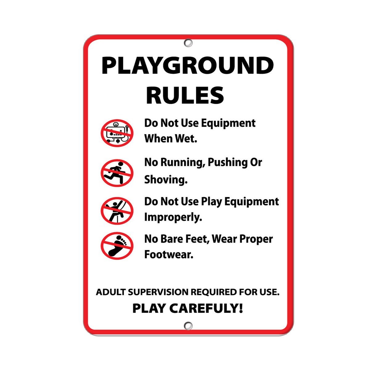 12×18 Inch Aluminum Vertical Metal Sign Playground Rules Activity Weather