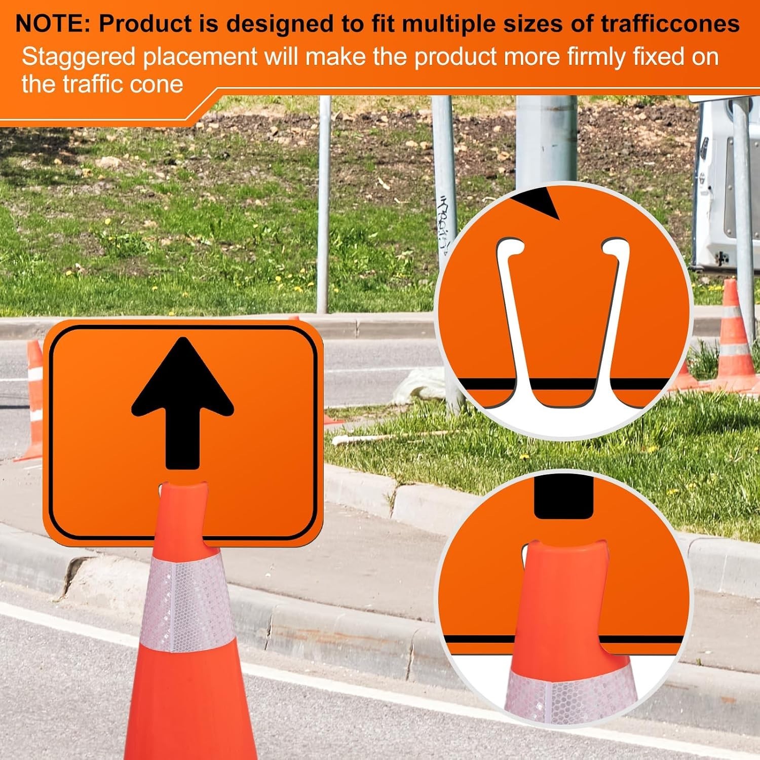 6 Pcs Traffic Arrow Orange Detour Signs, Road Cone Top Directional Left Right…