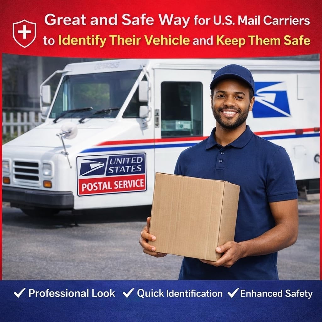 (3 Pack) Reflective U.S. Mail Delivery Magnetic Signs for Rural Carrier – 2