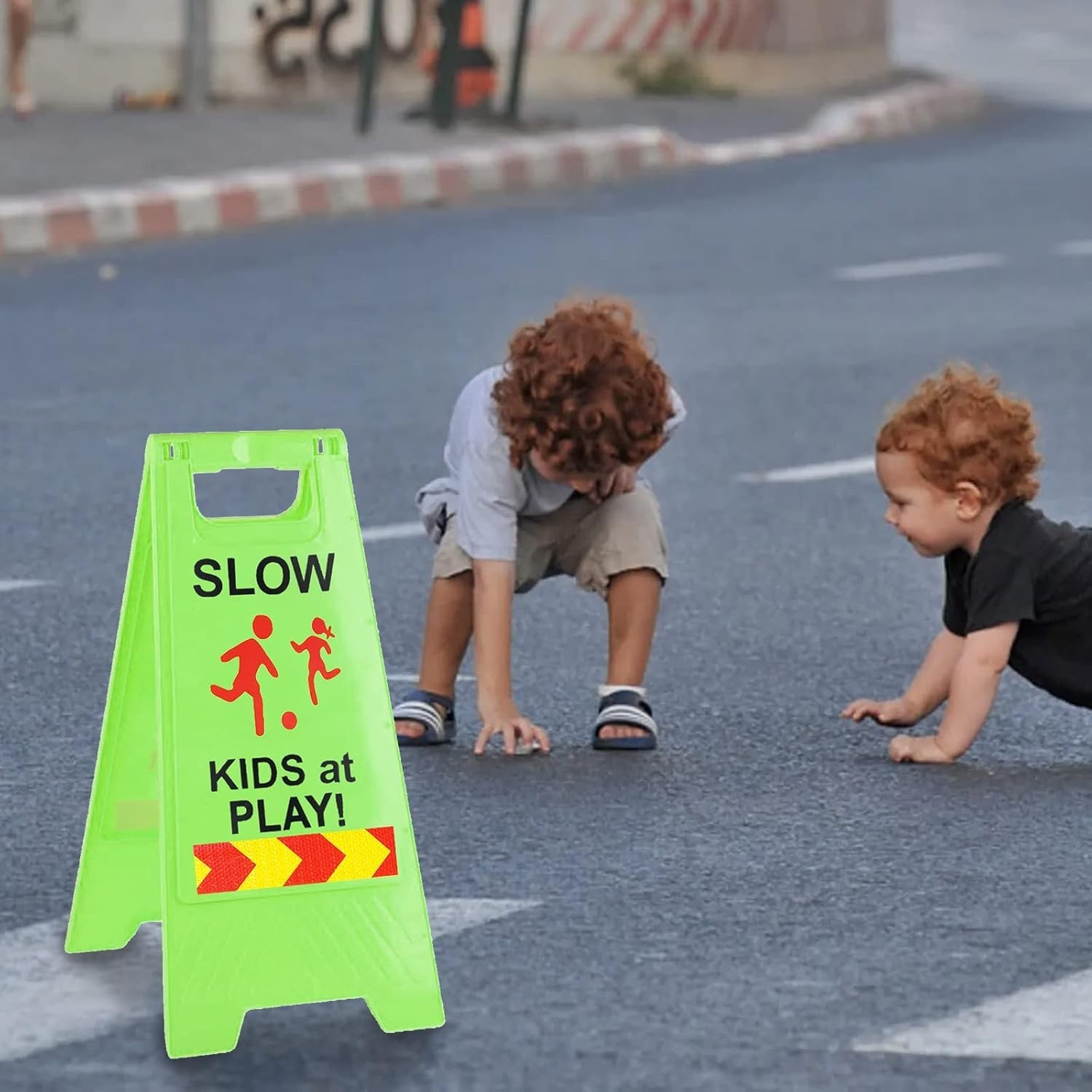 Slow Signs for Street, Double-Sided Text and Graphics with Reflective Tape, C…