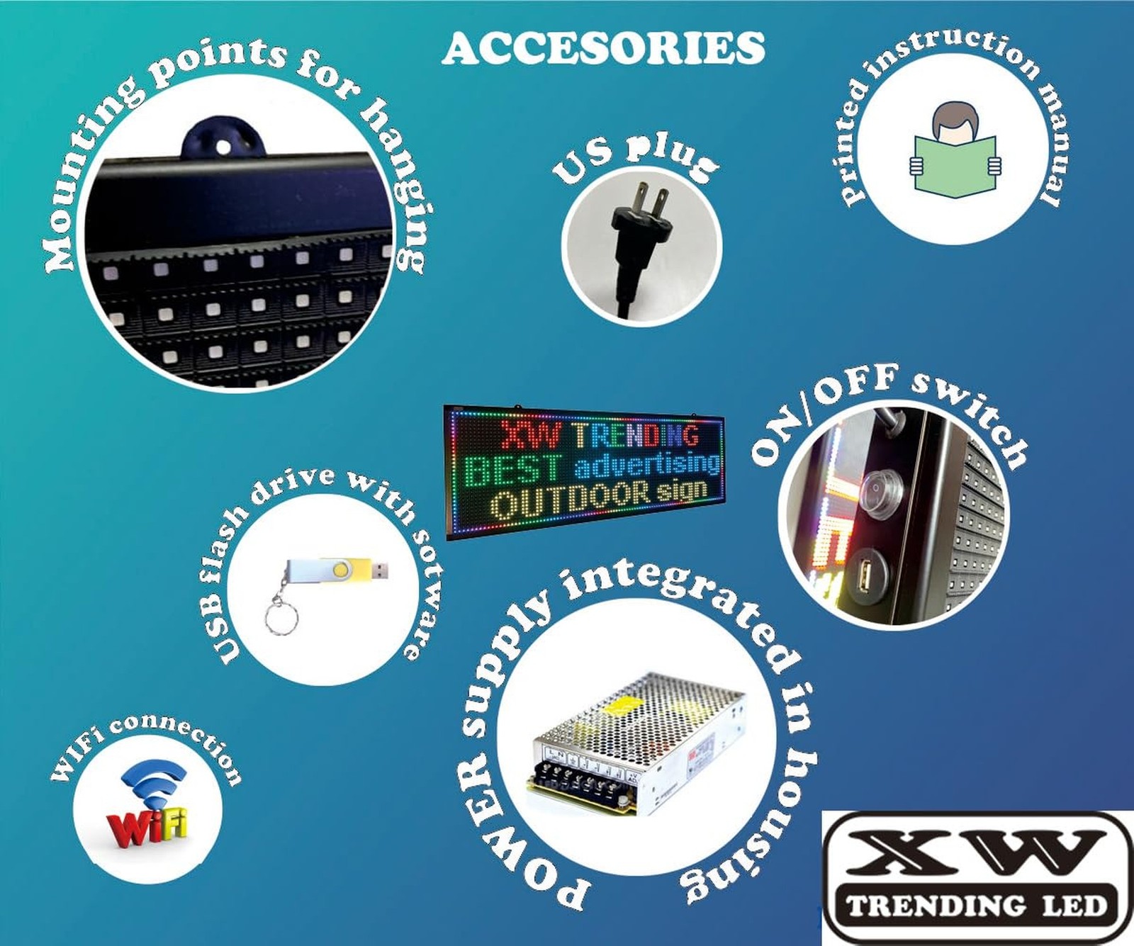 LED sign, scrolling sign 40″ x 14″, WiFi perfect tool for advertising, color …