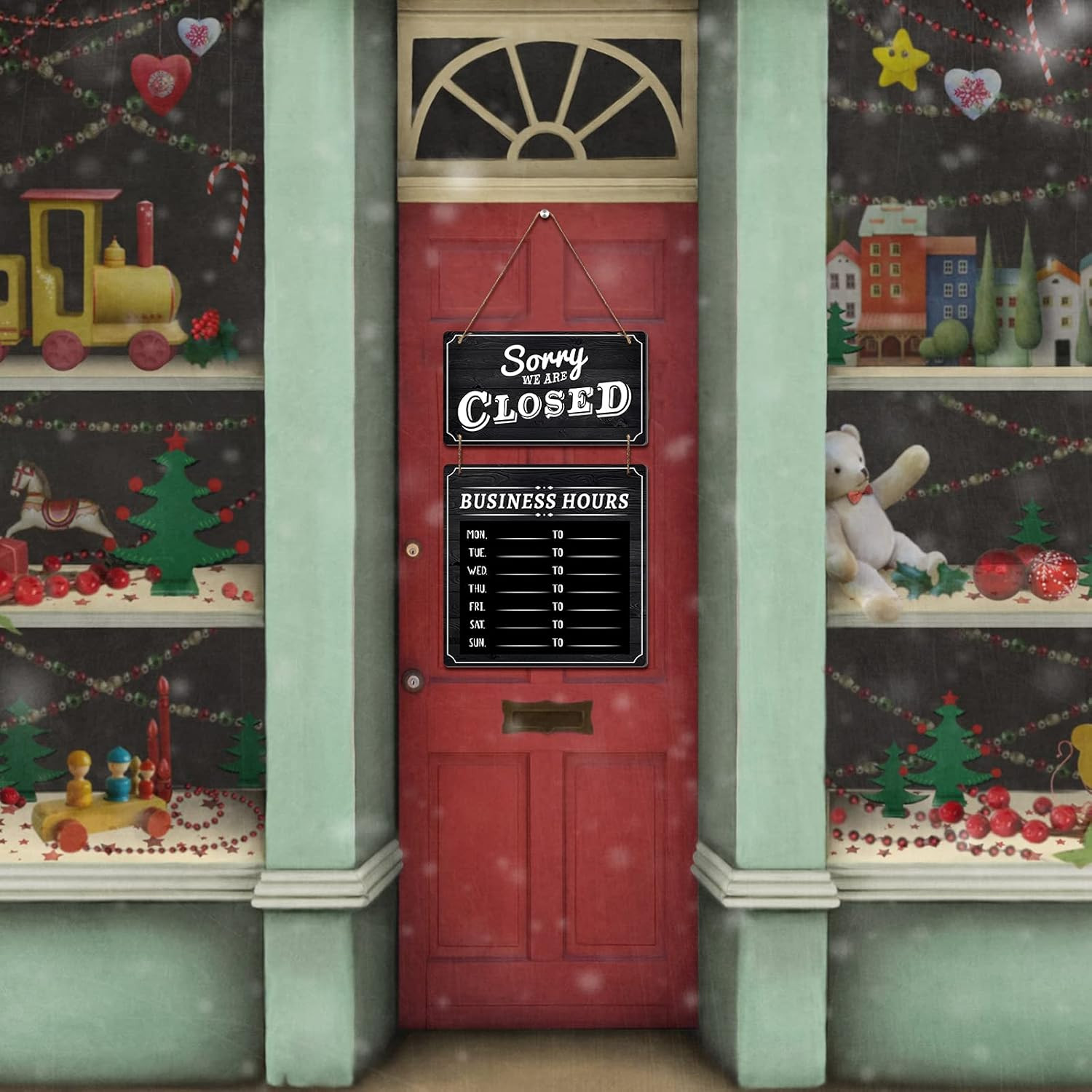 Business Hours Sign Store Hours Sign Hanging Open and Closed Signal Double Sided
