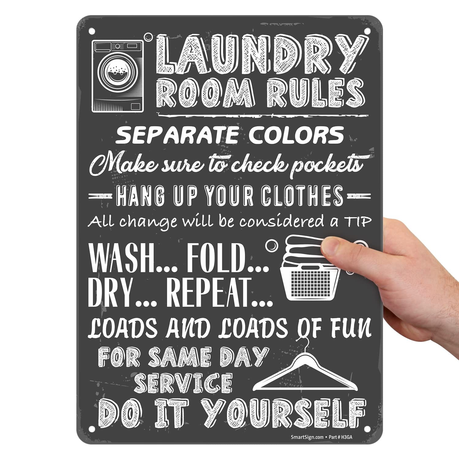 Large 14×10 Inch Laundry Room Rules Metal Sign Aluminum Chalkboard Pattern