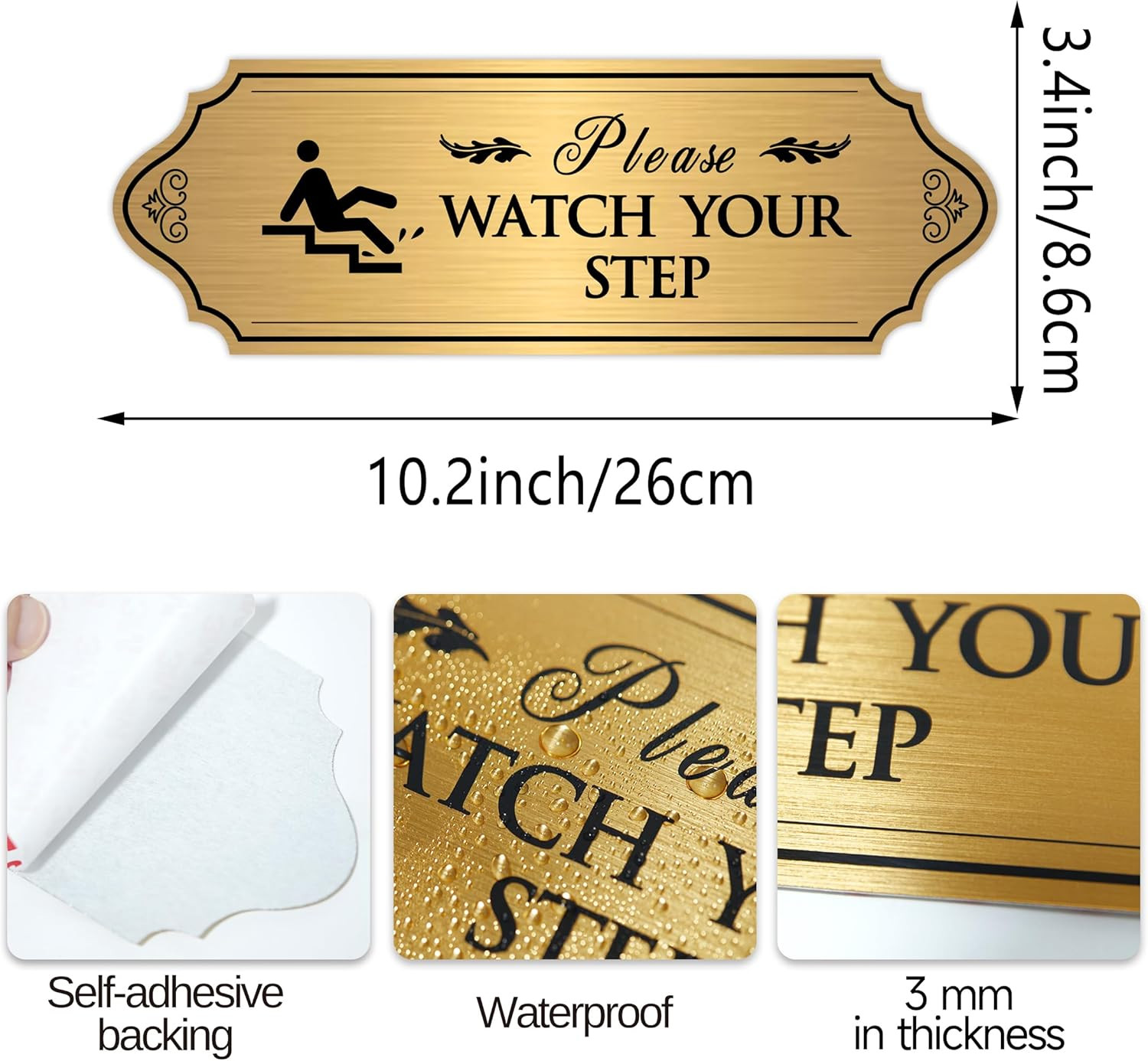 Self-Adhesive Waterproof “Watch Your Step” Sign for Indoor/Outdoor Use