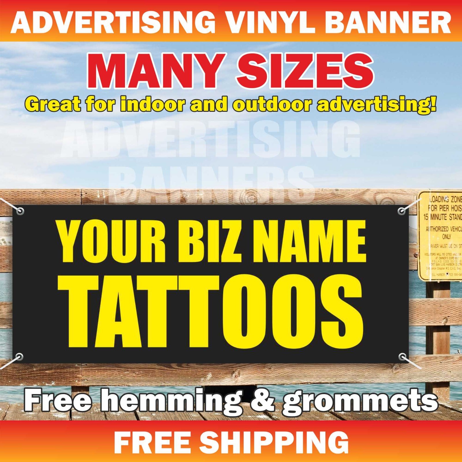 YOUR BIZ NAME TATTOOS Advertising Banner Vinyl Sign custom business piercing
