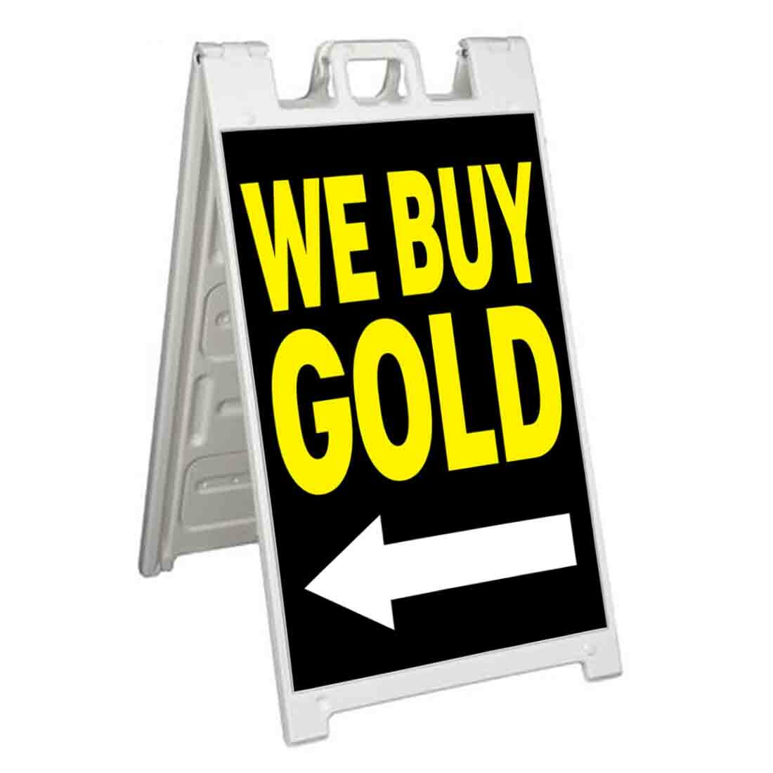 WE BUY GOLD Signicade 24×36 Aframe Sidewalk Sign Banner Decal LEFT ARROW