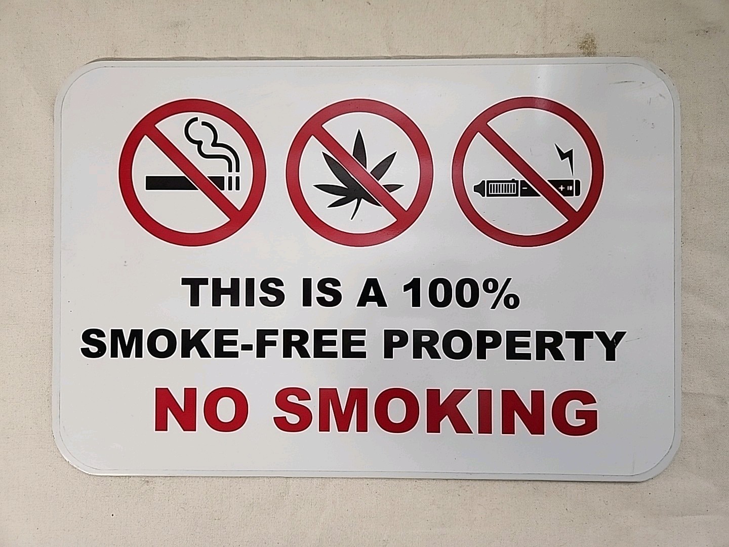Smoke Free Property Sign 12 X 18 Inch