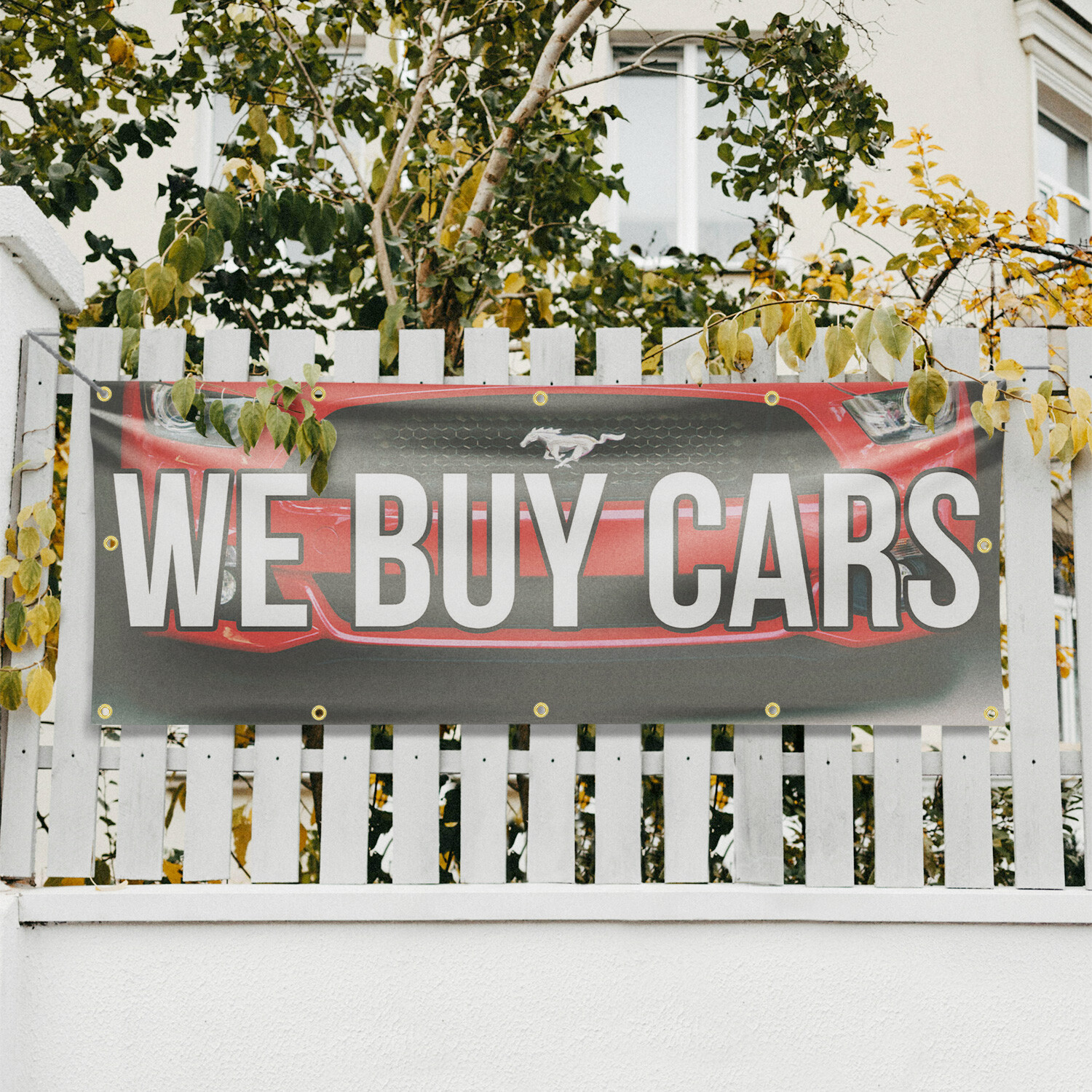 We Buy Cars 13 oz Vinyl Banner Sign with Metal Grommets Heavy-Duty Single-Sided