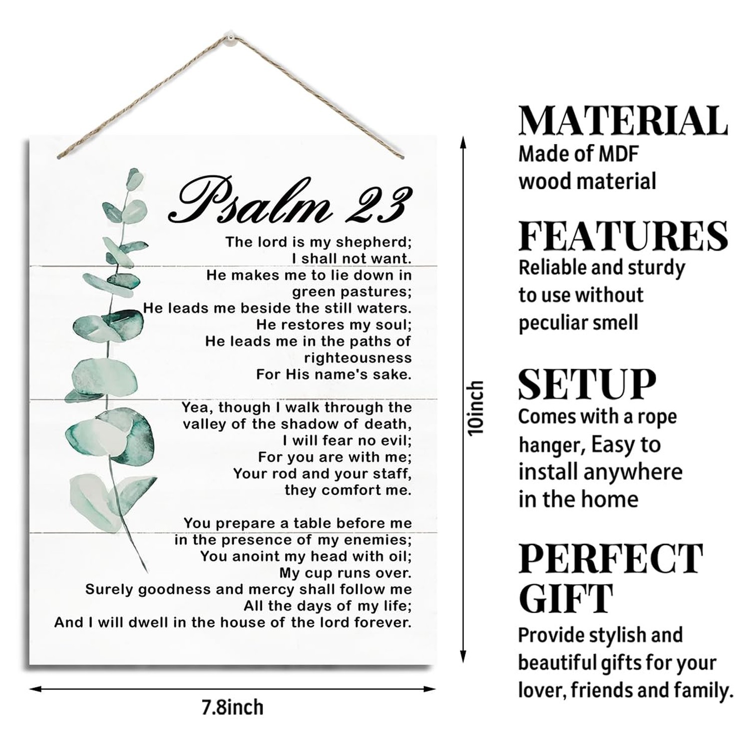 Rustic Hanging Wood Plaque – Psalm 23 Sign, Modern Farmhouse & Home Office De…