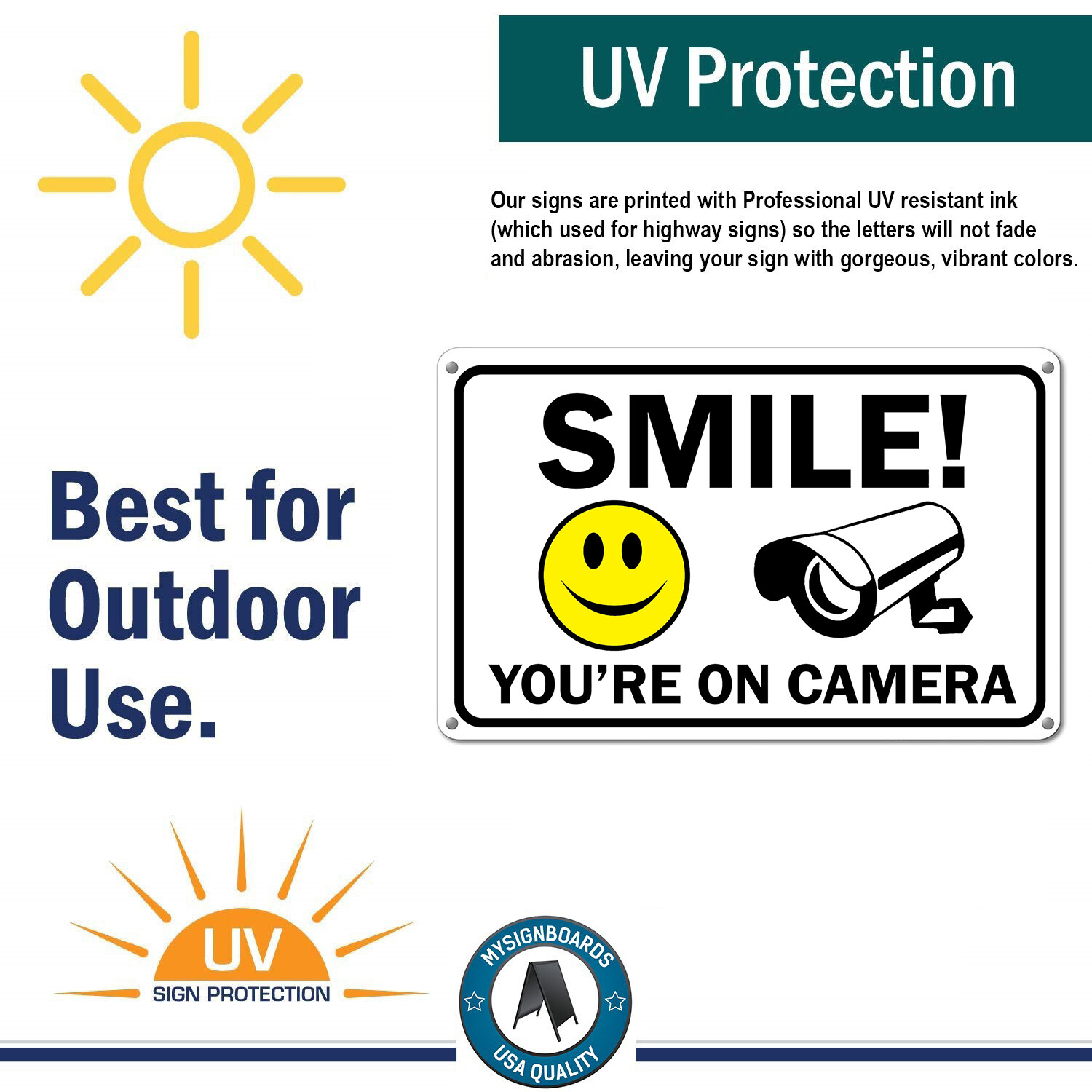 Smile You’re on Camera Sign Video Surveillance Signs 11″x 7″ UV Protected cctv