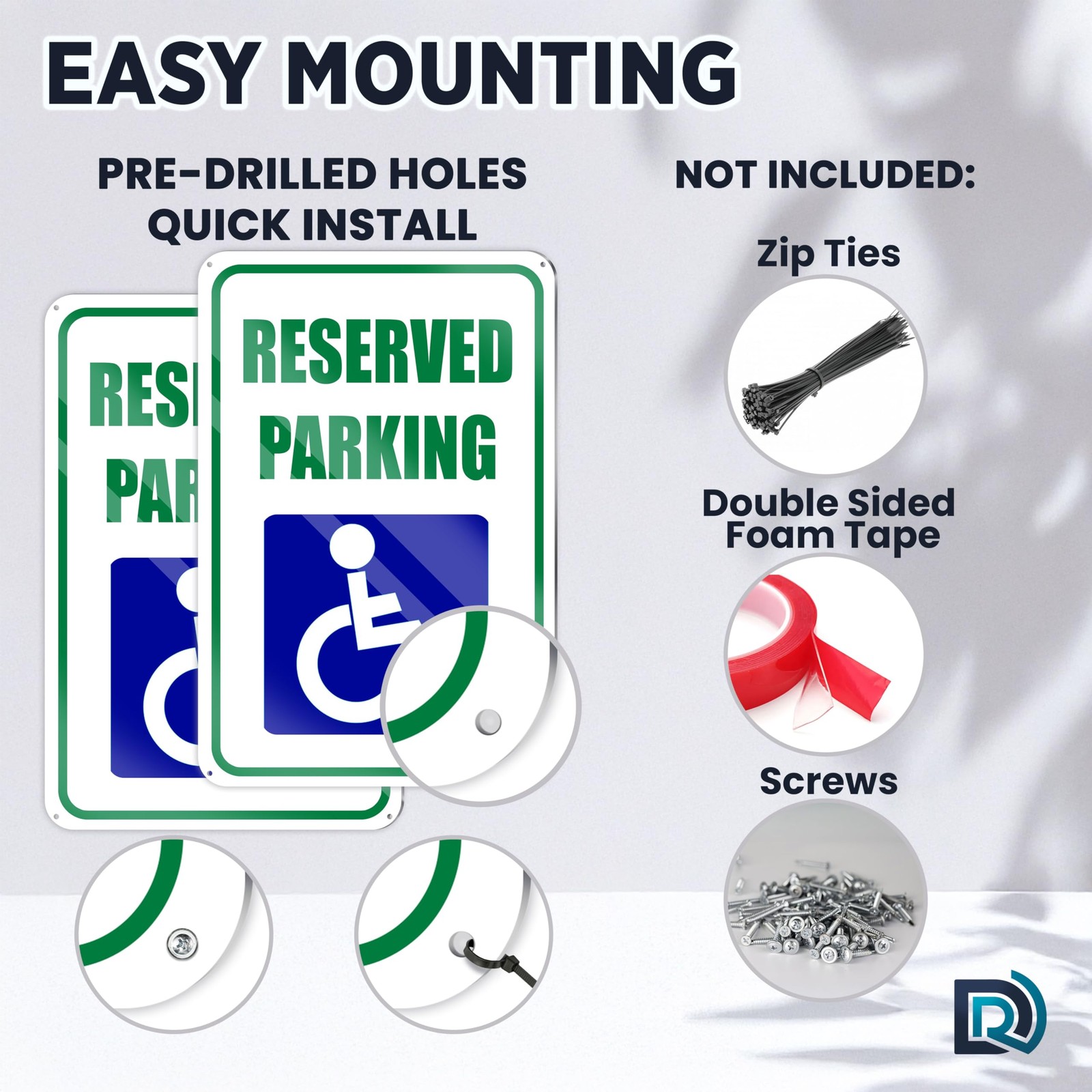 2 PC Handicap Reserved Parking Signs, 8X12 Reflective Aluminum Disabled Parking
