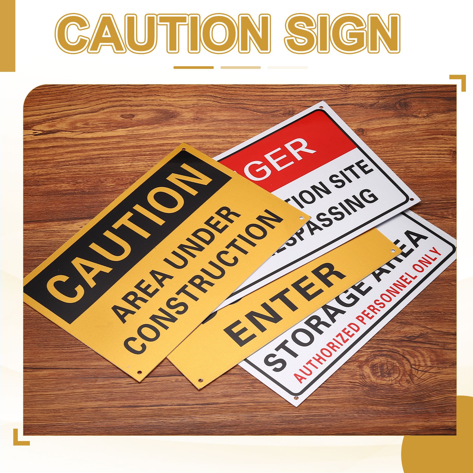 2 Pcs Caution Do Not Enter Sign, 12 x 8 Inch & Aluminum