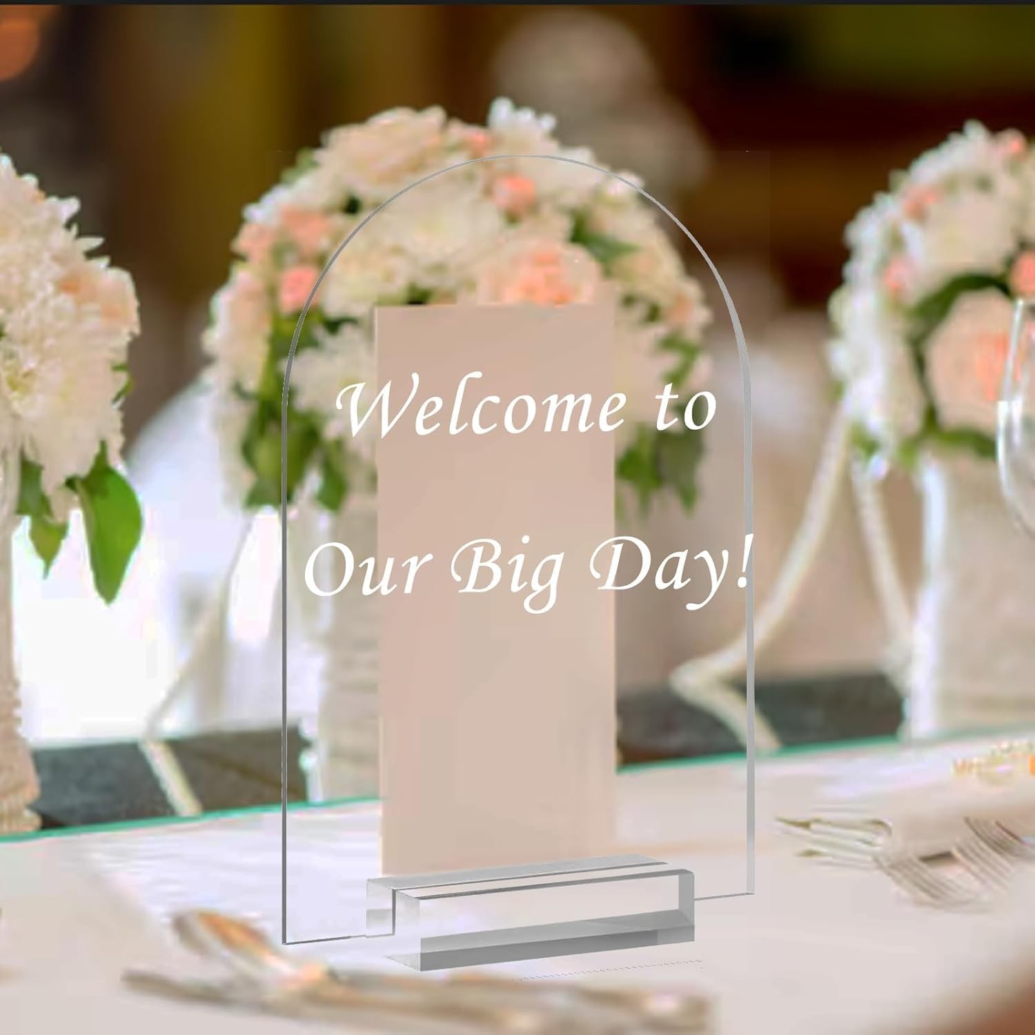 5×7 Inch Clear Arch Acrylic Sign with Stands, Clear Blank Sheets Table Signs …