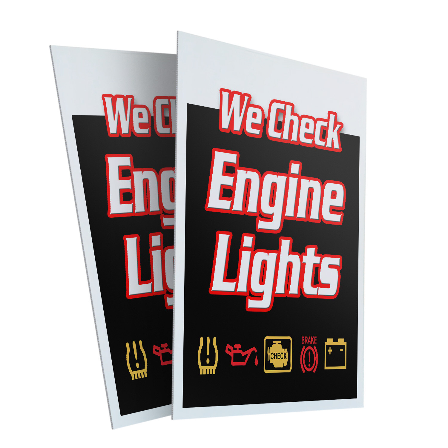 A-frame Sidewalk We Check Engine Lights 24″ x 36″ Double Sided A-Frame Sidewalk