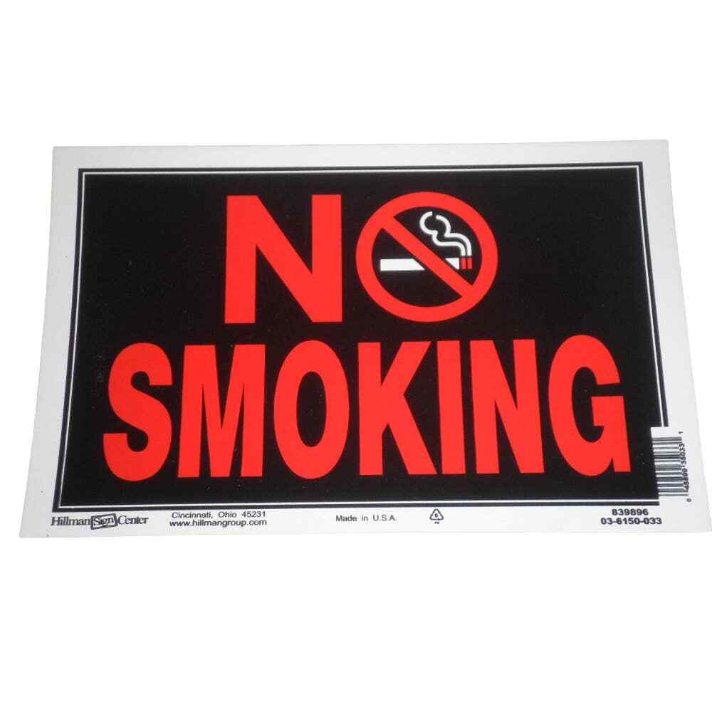 8 x 12 In. NO SMOKING (Text and Visual)- Free Shipping
